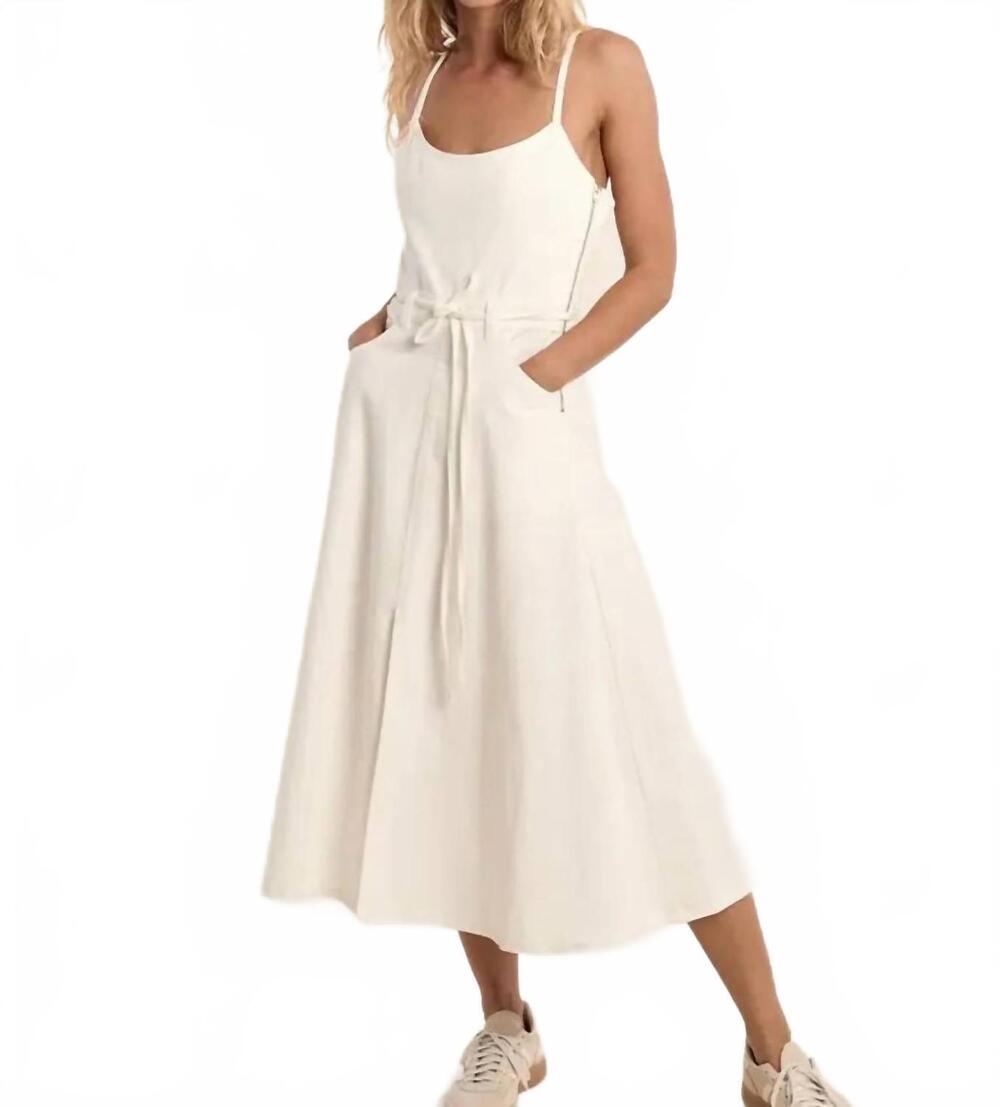 NEW MOLLY BRACKEN lace up utility midi dress in off white